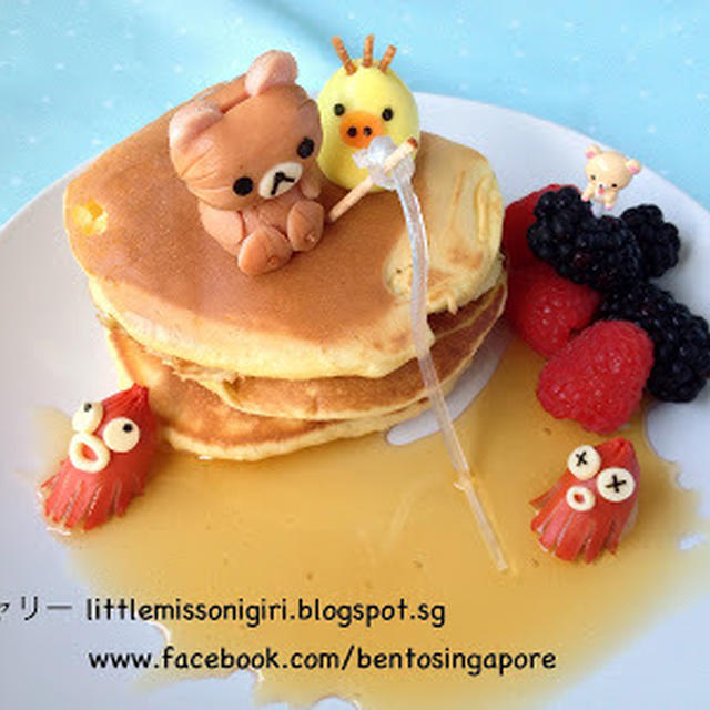 リラックマのパンケーキのフードアート Pancake Food Art Rilakkuma Fishing By Littlemissbentoさん レシピブログ 料理ブログのレシピ満載