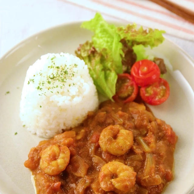 【レシピ】ルウ・小麦粉不使用♪低糖質が嬉しいエビカレー