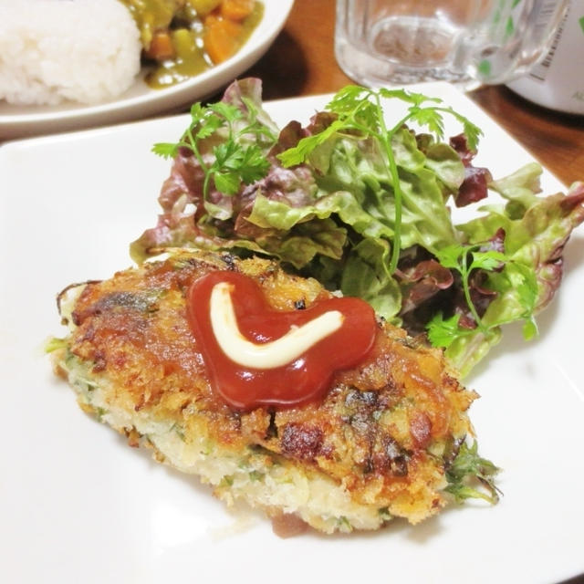 創作料理☆水菜とエノキダケの豚肉団子焼き