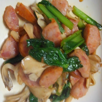 小松菜と舞茸のスパゲッティ