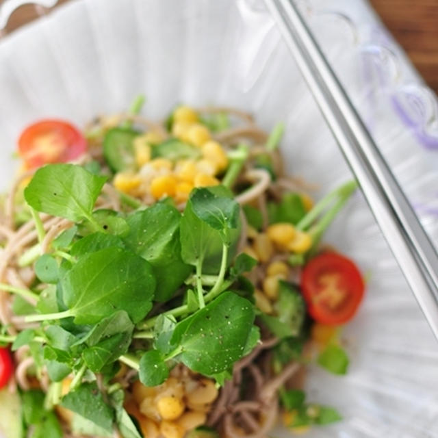 Soba Noodles , Peas and Ｗatercress  Salad