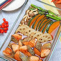 めんつゆで簡単！ふっくら秋鮭と秋野菜の焼き浸し！