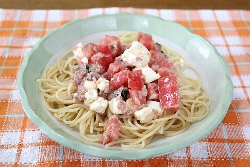 ツナとトマトとチーズの冷製パスタでうちごはん（レシピ付）＆余目駅前ふれあい朝市でお買い物