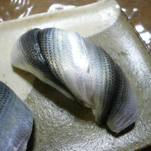 新子（シンコ＝コハダの若魚）の酢締めと握り寿司