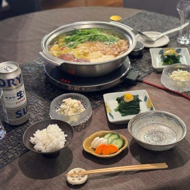 キャベツと鶏肉鍋の夜ごはん