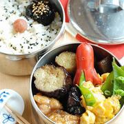 鶏肉と茄子の甘酢あえ弁当【成長過程をジブリ風イラストに】