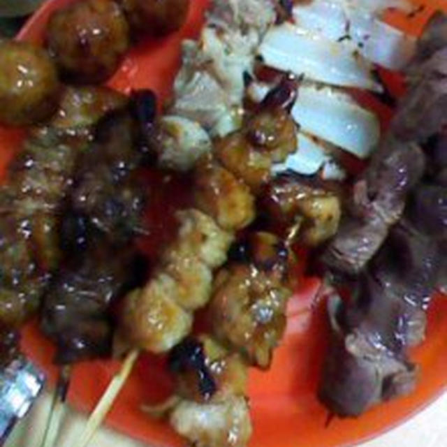 どっさり焼き鳥といただきもの夕食