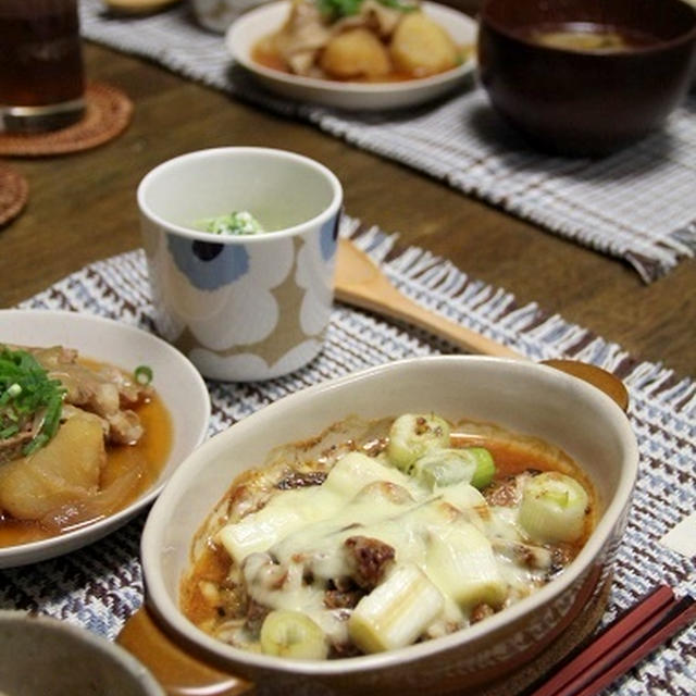 さば缶で♪ねぎさばグラタン と 豚バラ肉じゃが。