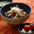 どんぶり同好会「豚肉と鹿児島産そら豆のバルサミコ丼」