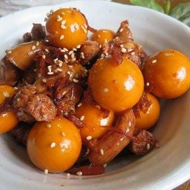 下茹で5分＋煮10分♪　鶏玉ひもの甘辛煮