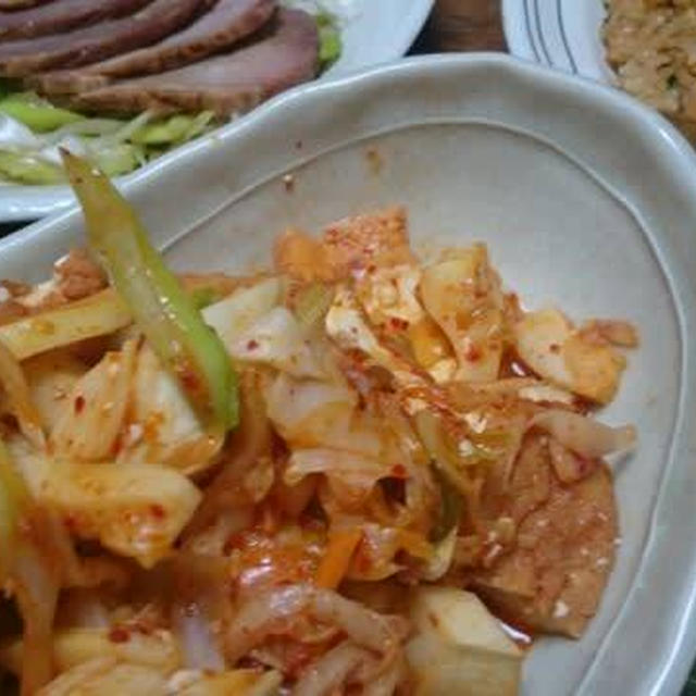 厚揚げキムチ炒め