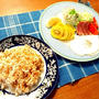 サーモン炒飯の朝ご飯&エッグトーストの朝ご飯