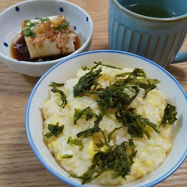 卵のおじやと冷や奴