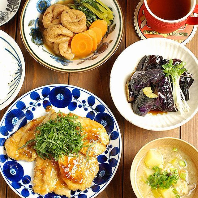 大葉たっぷり♡ささみの梅照り焼きの献立でした～【はに丸くん】