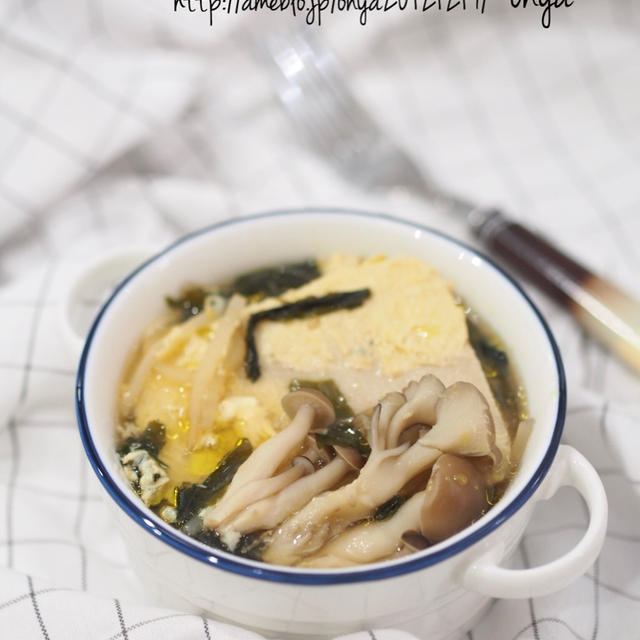 朝スープのすすめ♡丸ごとドーン！高野豆腐のかき卵生姜スープ♡〈食べるスープ〉
