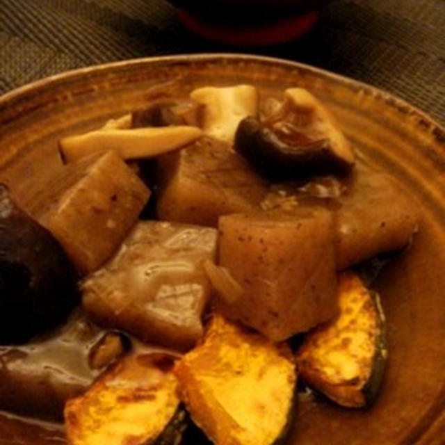 蒟蒻百珍　四十三珍目　「蒟蒻と椎茸のオイスターソース煮　焼き南京添え」