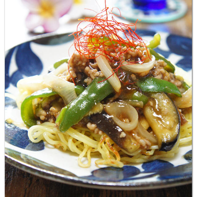 茄子のそぼろあんかけ焼きそば