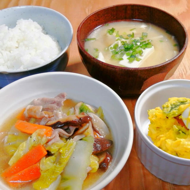 八宝菜風炒め物とかぼちゃサラダ定食