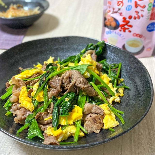 ＊うめこんぶ茶de肉玉ほうれん草＊
