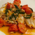 #21　白身魚の白ワイン・トマトバジルソース