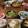 ベーコンロールキャベツ と 小松菜と油揚げのごまあえ。