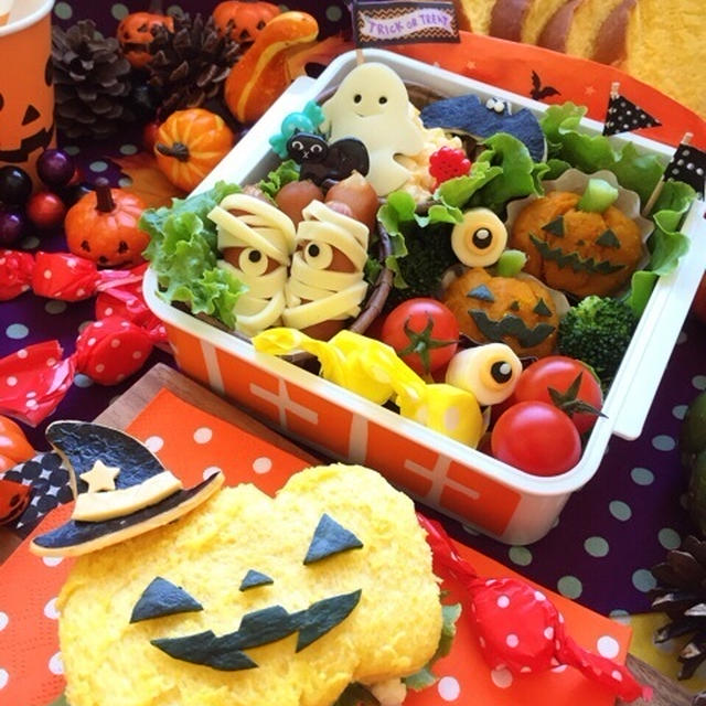 ハロウィンプチデコのセルフサンドウィッチ弁当★【キャラ弁】