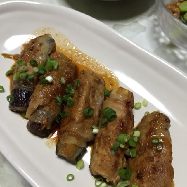 茄子の豚肉巻き