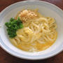 今朝の麺は「釜玉うどん」