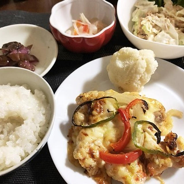 頑張って来るんだよ～＆ムネ肉のピザ風チーズかけ