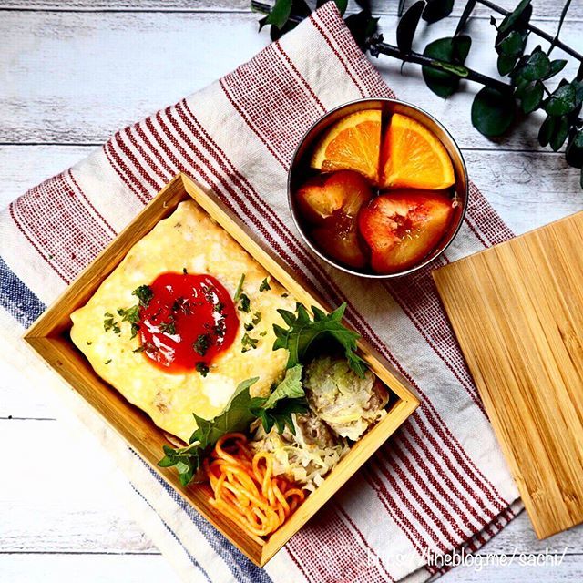 オムライス＆キャベツ焼売弁当♡【#お弁当#簡単レシピ】