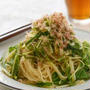 水菜の汁なしそうめん。（和えそうめん）