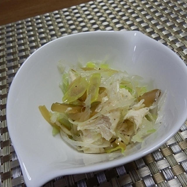 ねぎとささみのザーサイ和え　そしてこざちゃんと。