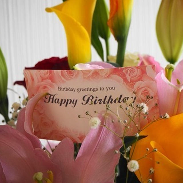 今年の誕生日とお花と家族