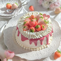 白いちごの結婚ケーキ