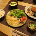 タケノコご飯　鰯のパン粉焼き　トンチク焼きの晩ご飯　と　シラー・ベルビアナの花♪　
