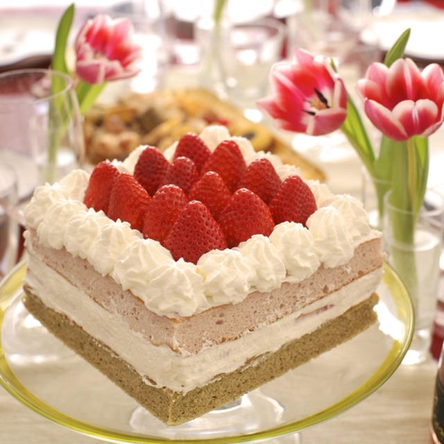 ✿ ひな祭りパーティー✿ 菱餅風３色ひなまつりケーキ♪