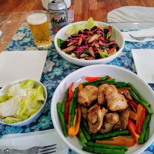 醤油こうじは優れもの ～ 醤油こうじ漬けの鶏もも肉とビーツの赤ワイン甘酢漬けサラダ