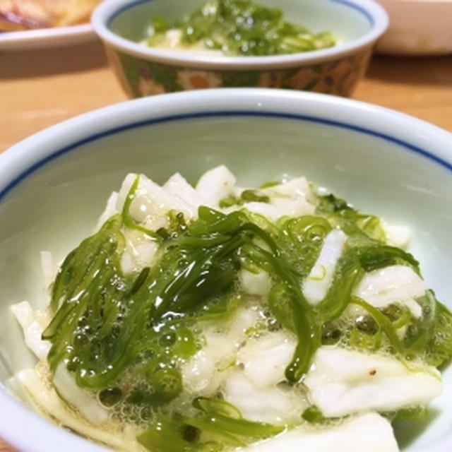 長芋とメカブ＆メカジキのムニエル＆庭の君紫蘭♪