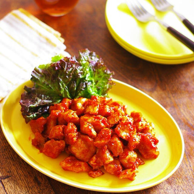 レンジで！鶏むね肉の甘辛酢ケチャップチキン【#簡単レシピ #時短料理 #レンチン #電子レンジ料理 #レシピ #おかず #鶏むね肉 #ケチャップ #豆板醤 #酢】【レシピ2300】