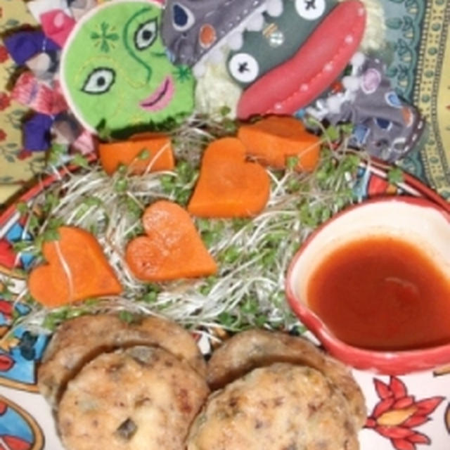 凍り豆腐入りチキンナゲット＆大きな唐辛子（マトリット）の甘味噌おかか炒め（お家カフェ）
