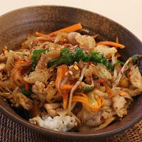 スパイス大使♪豚肉と野菜の丼ぶり（トマト入り）☆彡