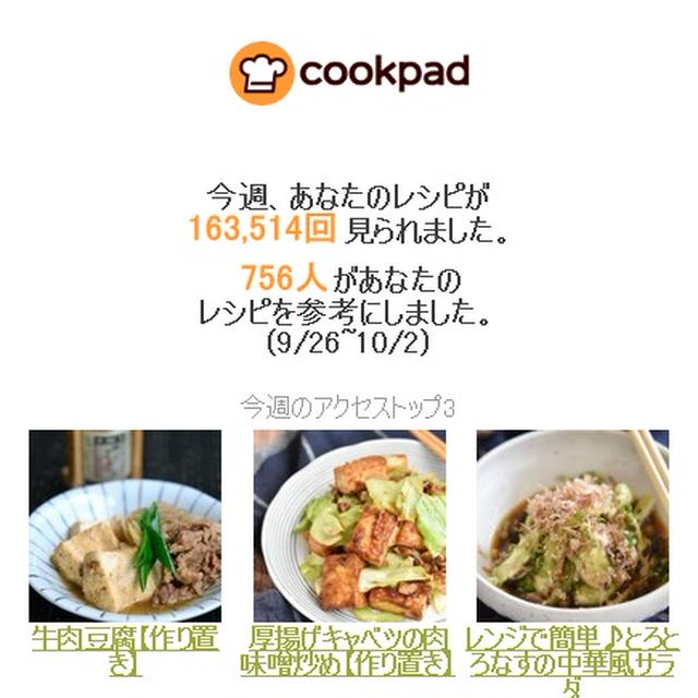 クックパッドさん週間レポート