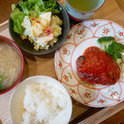 甘酢漬け新生姜入りポテサラと晩ごはん#本日のおうちごはん