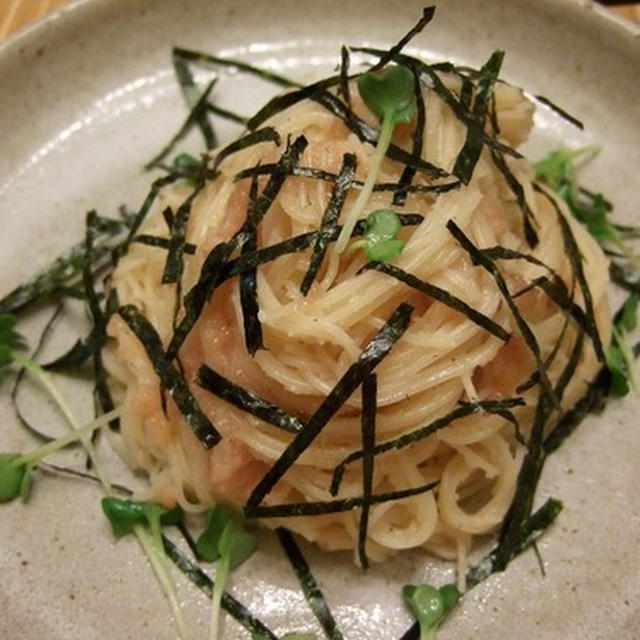 辛子明太子パスタ、カボチャとリンゴのチーズ焼きなど、ワインのための献立です♪