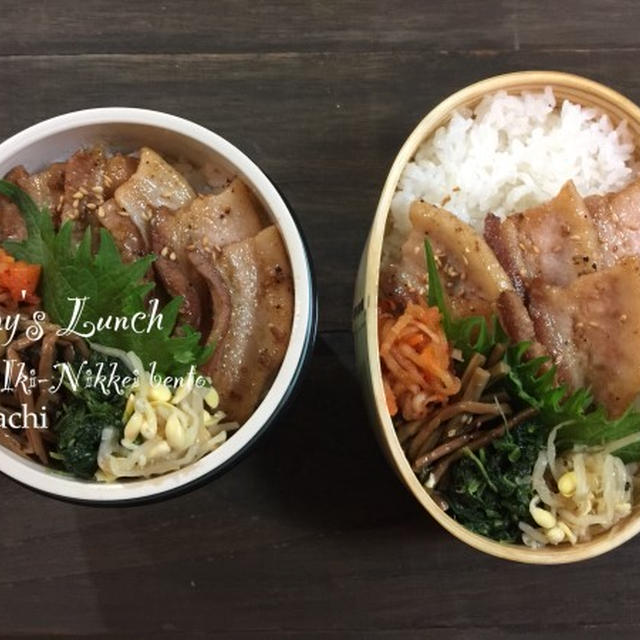 パパと息子の☆焼肉のっけ弁当♡
