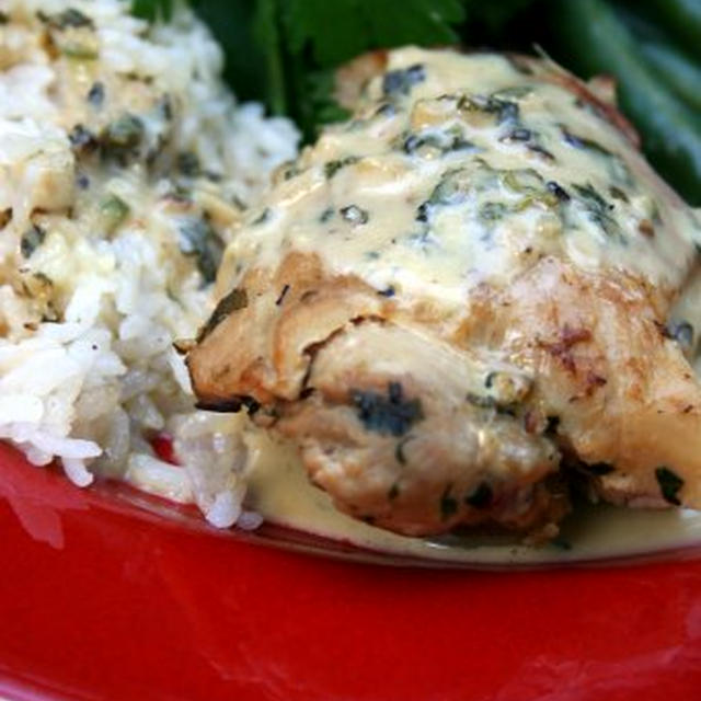 Chicken Braised with Cilantro, Mint & Gingerチキンの香菜、ミント、生姜煮込み