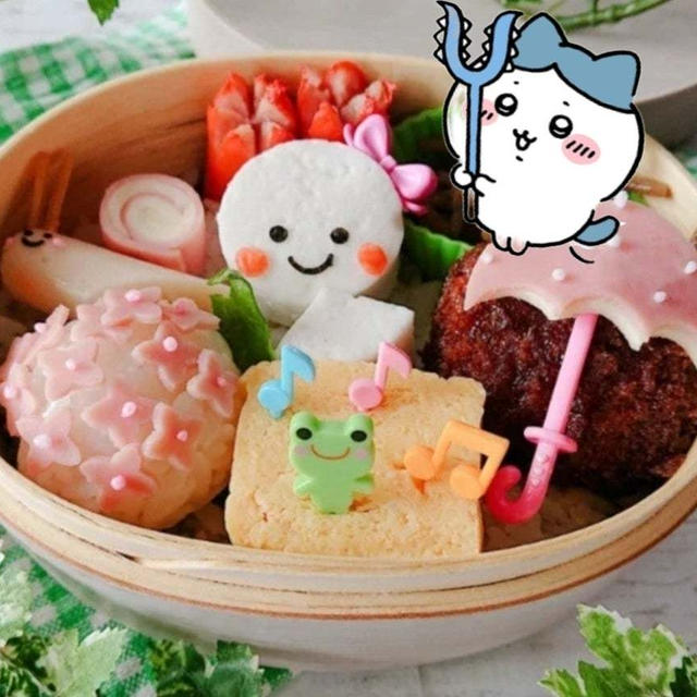 紫陽花とかたつむりで梅雨弁当【わっぱ弁当】   #デコ弁