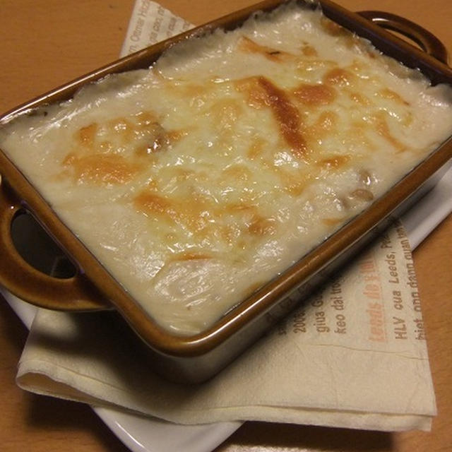 新しい食器で、チキングラタン