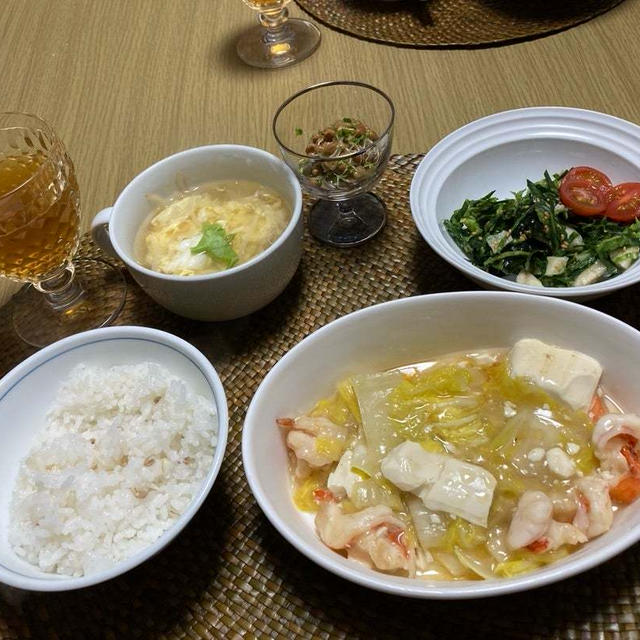 エビと豆腐の中華あんかけ(レシピ有)メインの晩御飯