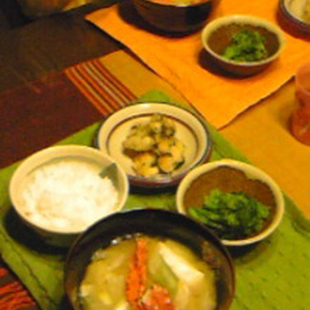カニ汁ー！とパセリとレモンの鶏唐揚げと春を先取り♪な晩ごはん